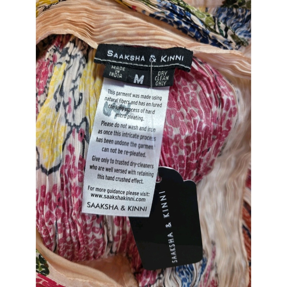 Saaksha & Kinni Dress Size M PEACH PERIWINKLE KEYHOLE SARI DRESS Nwt - Picture 8 of 9